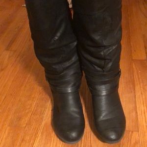 Black, knee-high boots, size 10W